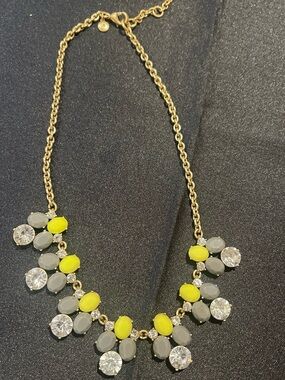 J. Crew Gold-Tone Necklace with Yellow, Gray and Clear Stones